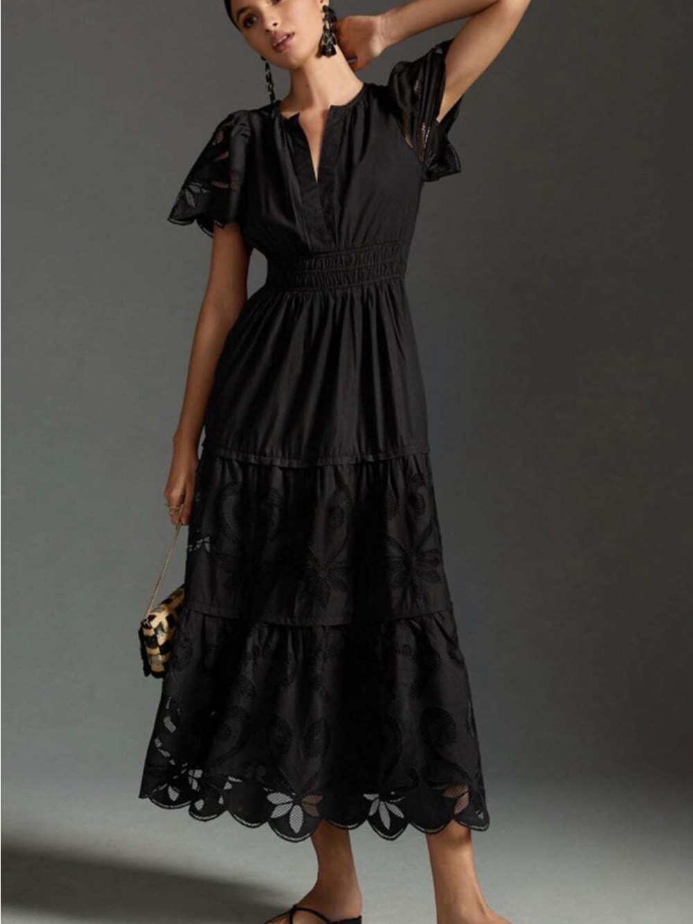 Anthropologie The Somerset Maxi Dress: Cutwork Edition Black Small
